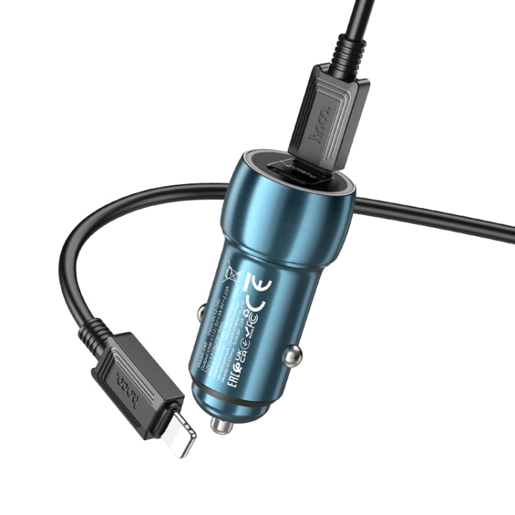 hoco Z48 Tough 40W Dual USB-C / Type-C Port Car Charger with Type-C to 8 Pin Cable