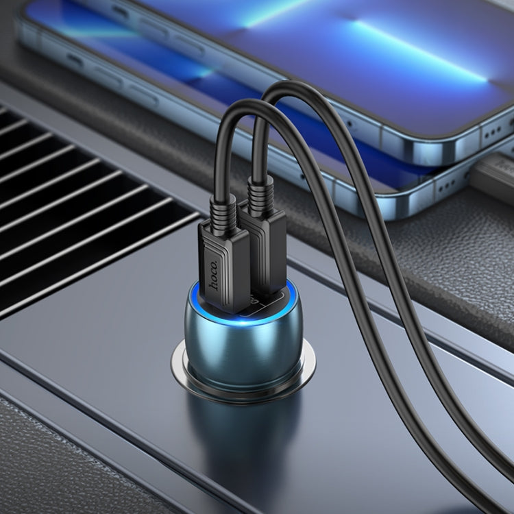 hoco Z48 Tough 40W Dual USB-C / Type-C Port Car Charger with Type-C to 8 Pin Cable