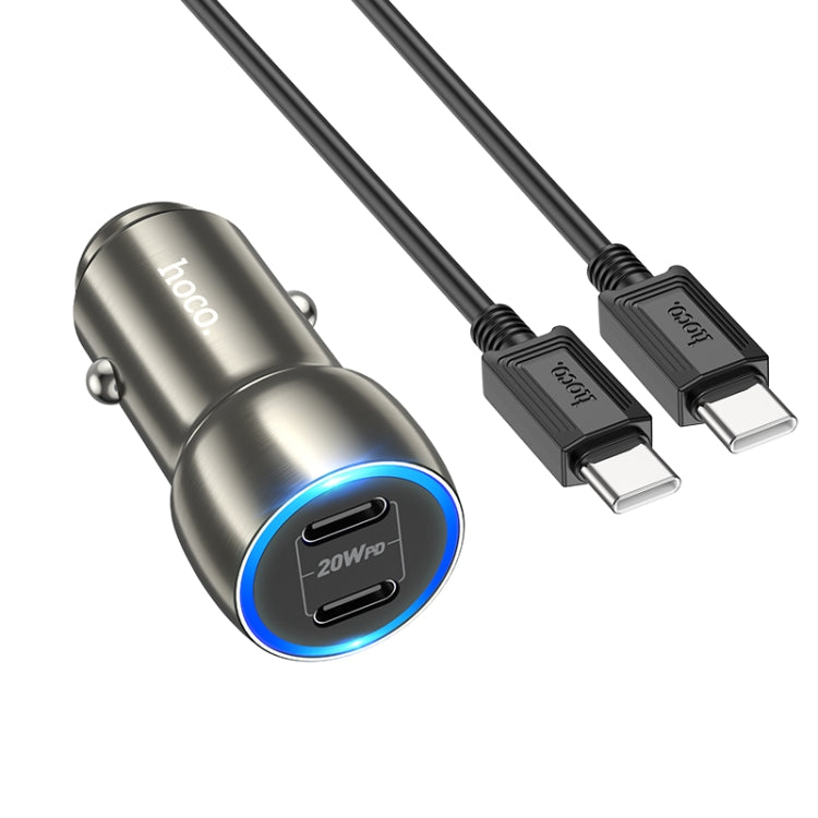 hoco Z48 Tough 40W Dual USB-C / Type-C Port Car Charger with Type-C to Type-C Cable