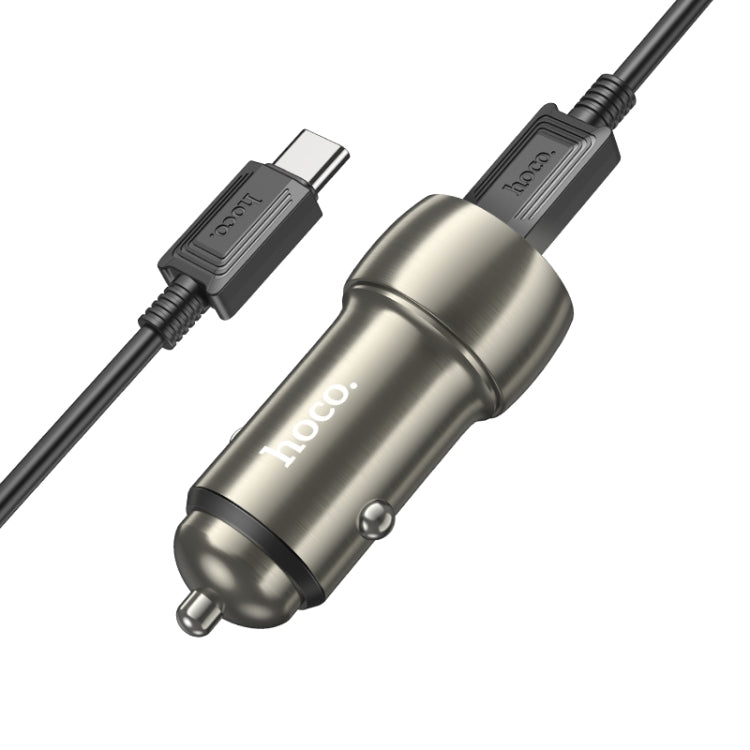 hoco Z48 Tough 40W Dual USB-C / Type-C Port Car Charger with Type-C to Type-C Cable