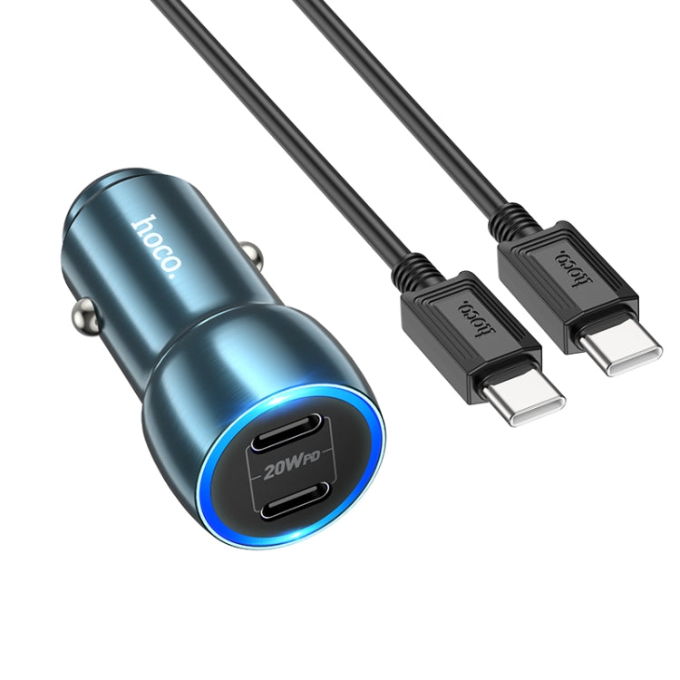 hoco Z48 Tough 40W Dual USB-C / Type-C Port Car Charger with Type-C to Type-C Cable