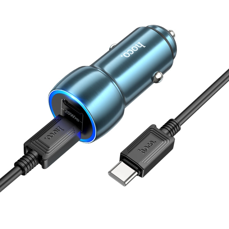 hoco Z48 Tough 40W Dual USB-C / Type-C Port Car Charger with Type-C to Type-C Cable