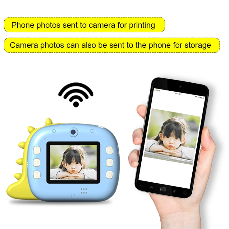 JJR/C V20 2.4 inch HD Screen Kids Instant Camera WiFi Printing Camera, Style:Dinosaur