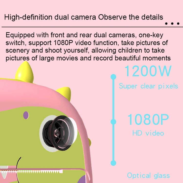 JJR/C V20 2.4 inch HD Screen Kids Instant Camera WiFi Printing Camera, Style:Dinosaur