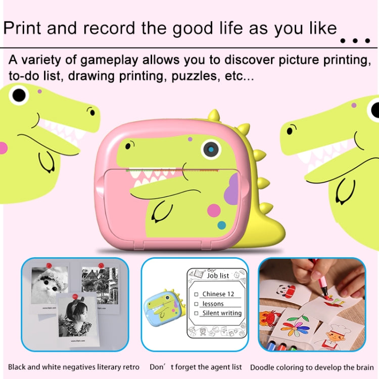 JJR/C V20 2.4 inch HD Screen Kids Instant Camera WiFi Printing Camera, Style:Dinosaur