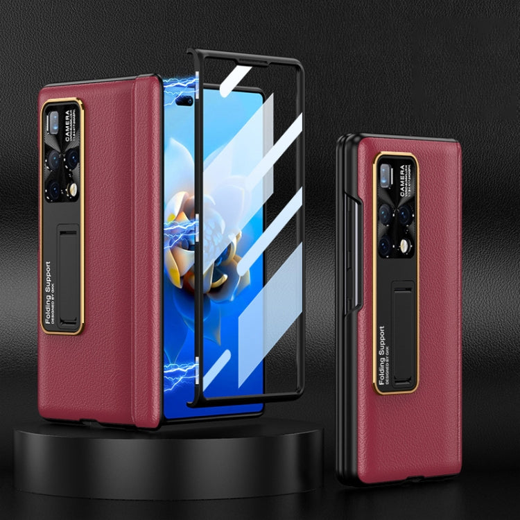 For Huawei Mate X2 GKK Integrated Magnetic Plain Leather Hinge Folding Phone Case