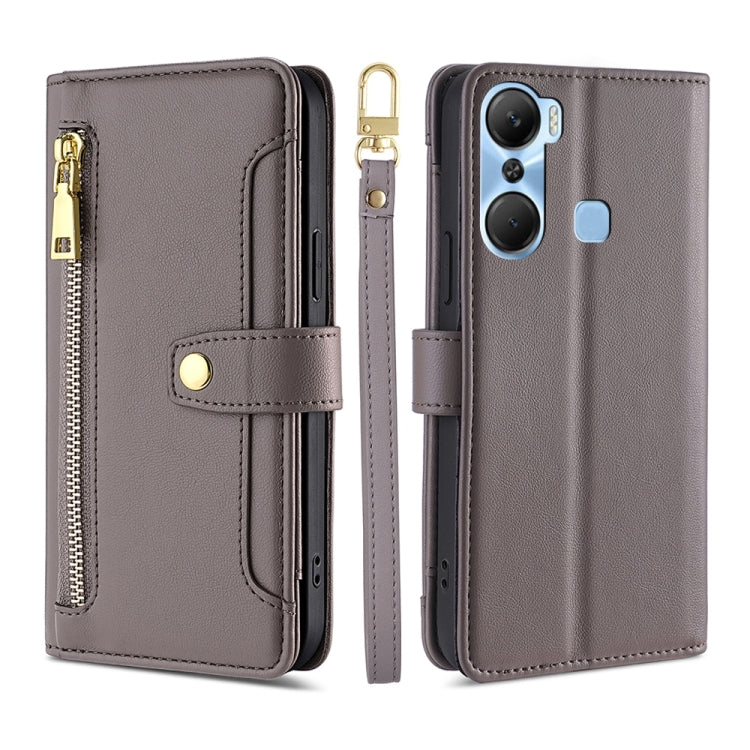 For Infinix Hot 12 Pro Sheep Texture Cross-body Zipper Wallet Leather Phone Case