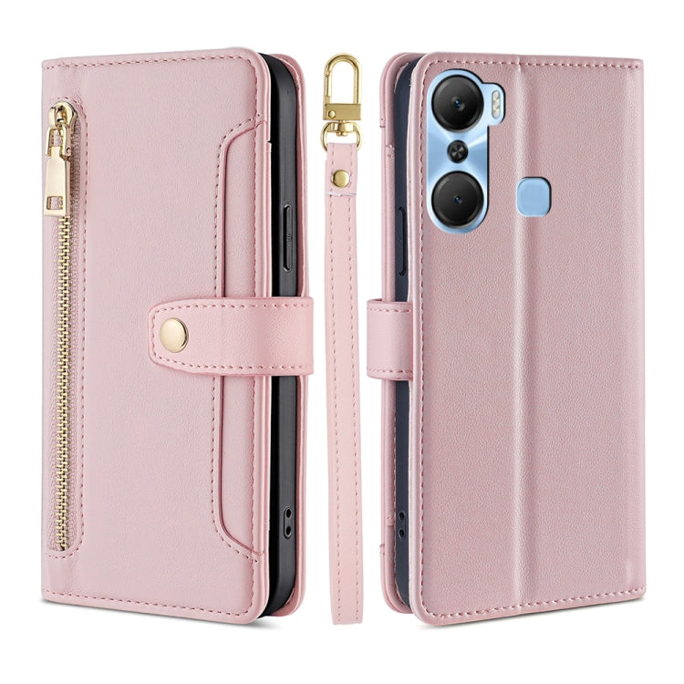 For Infinix Hot 12 Pro Sheep Texture Cross-body Zipper Wallet Leather Phone Case
