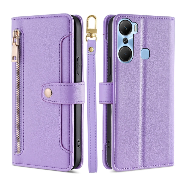 For Infinix Hot 12 Pro Sheep Texture Cross-body Zipper Wallet Leather Phone Case