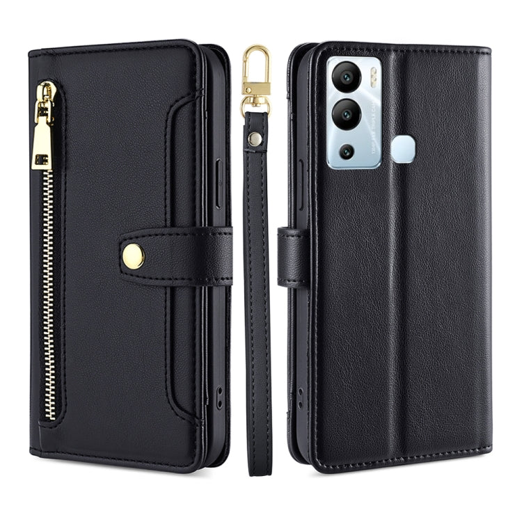 For Infinix Hot 12i Sheep Texture Cross-body Zipper Wallet Leather Phone Case