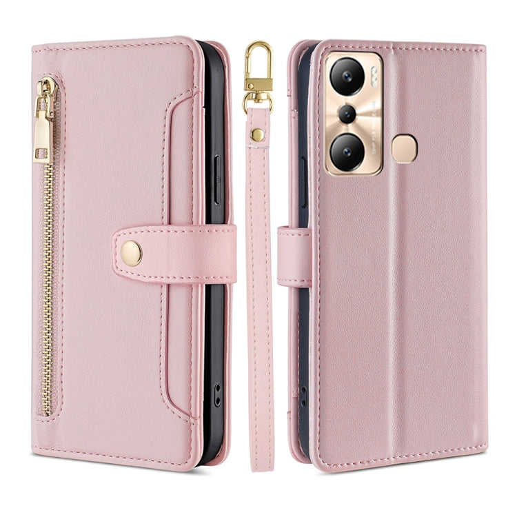 For Infinix Hot 20i Sheep Texture Cross-body Zipper Wallet Leather Phone Case