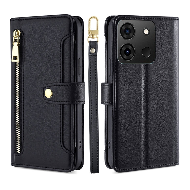 For Infinix Smart 7 Sheep Texture Cross-body Zipper Wallet Leather Phone Case