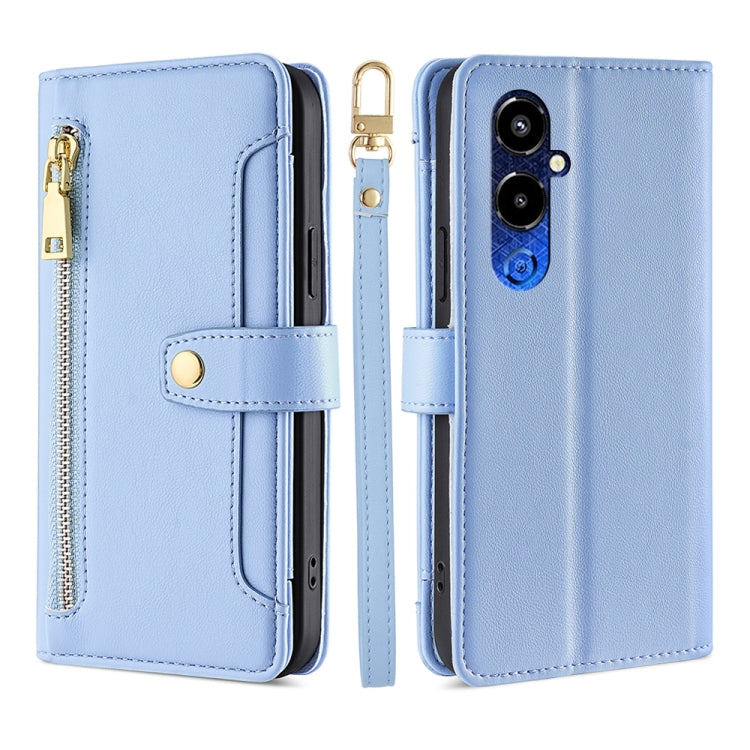 For Tecno Pova 4 Pro Sheep Texture Cross-body Zipper Wallet Leather Phone Case
