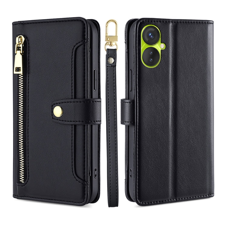 For Tecno Spark 9 Sheep Texture Cross-body Zipper Wallet Leather Phone Case