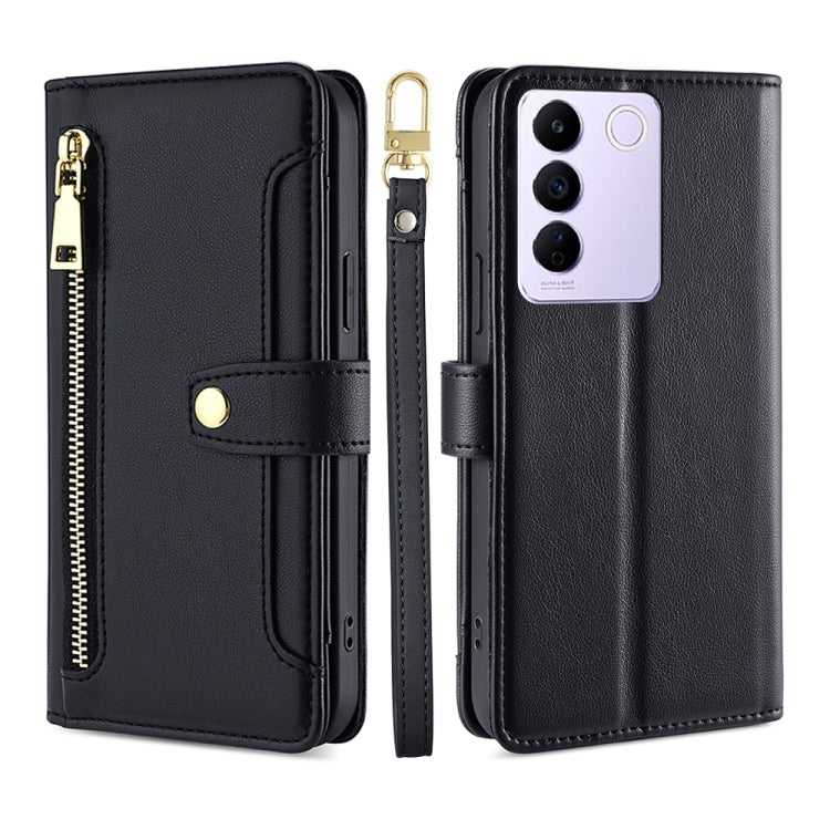 For vivo S16e Sheep Texture Cross-body Zipper Wallet Leather Phone Case