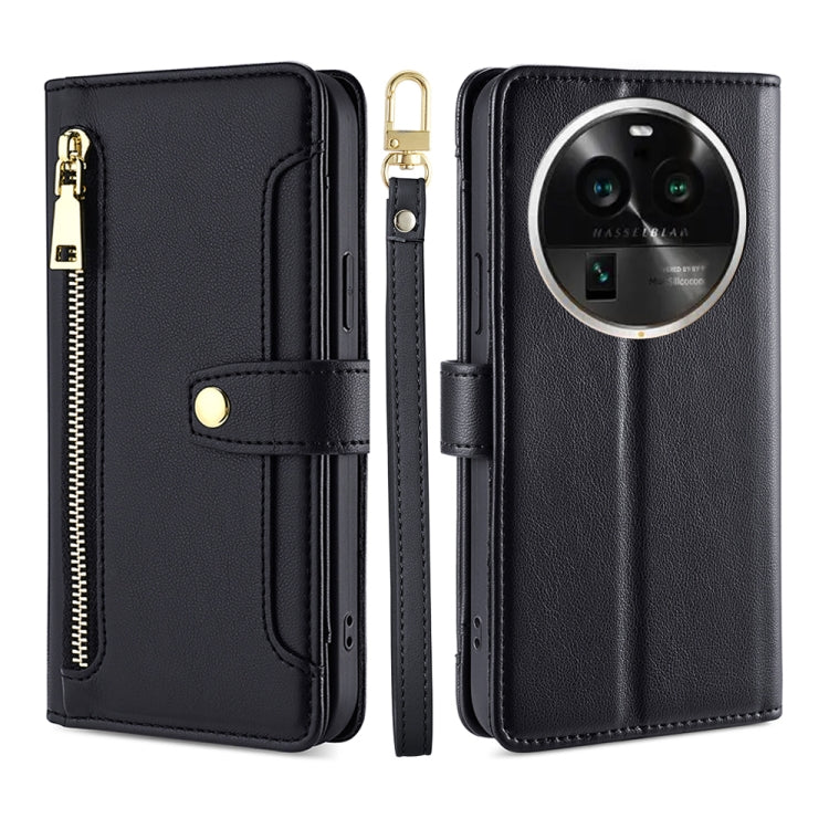 For OPPO Find X6 Pro 5G Sheep Texture Cross-body Zipper Wallet Leather Phone Case