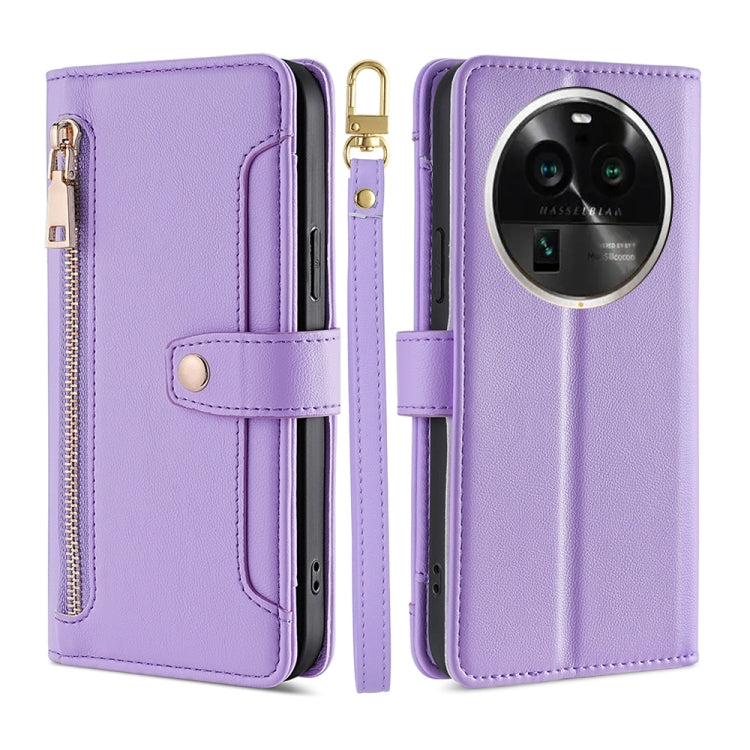 For OPPO Find X6 Pro 5G Sheep Texture Cross-body Zipper Wallet Leather Phone Case