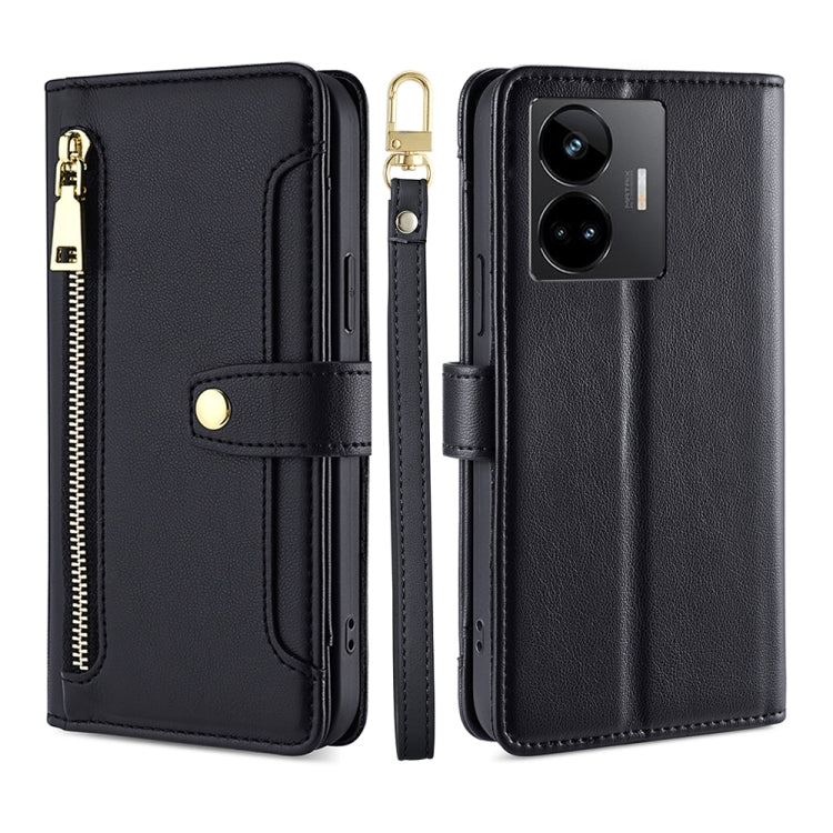 For Realme GT Neo5 Sheep Texture Cross-body Zipper Wallet Leather Phone Case
