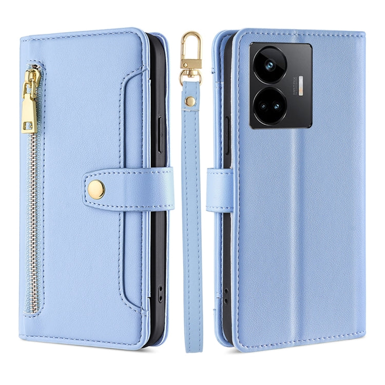 For Realme GT Neo5 Sheep Texture Cross-body Zipper Wallet Leather Phone Case