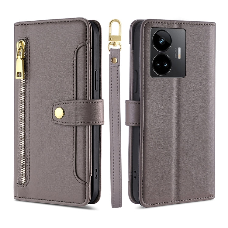 For Realme GT Neo5 Sheep Texture Cross-body Zipper Wallet Leather Phone Case