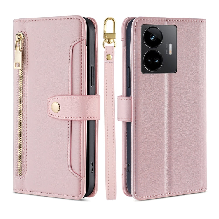 For Realme GT Neo5 Sheep Texture Cross-body Zipper Wallet Leather Phone Case