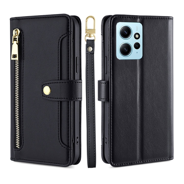 For Xiaomi Redmi Note 12 4G Global Sheep Texture Cross-body Zipper Wallet Leather Phone Case