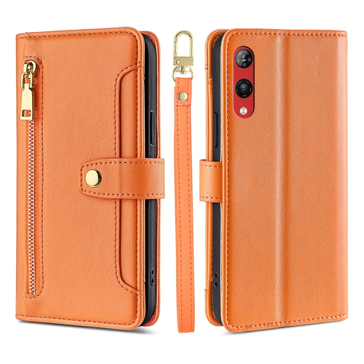 For Rakuten Hand 4G Sheep Texture Cross-body Zipper Wallet Leather Phone Case