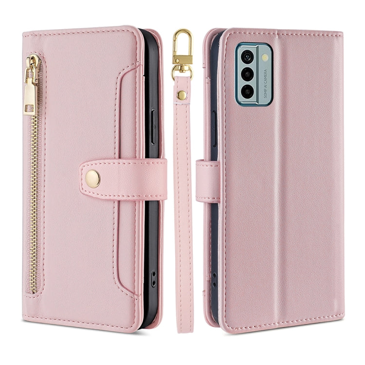 For Nokia G22 Sheep Texture Cross-body Zipper Wallet Leather Phone Case