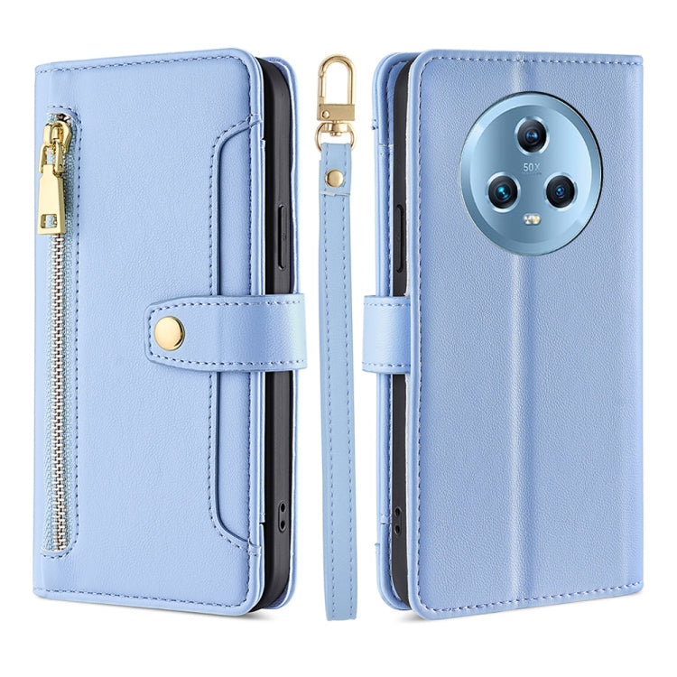 For Honor Magic5 Sheep Texture Cross-body Zipper Wallet Leather Phone Case