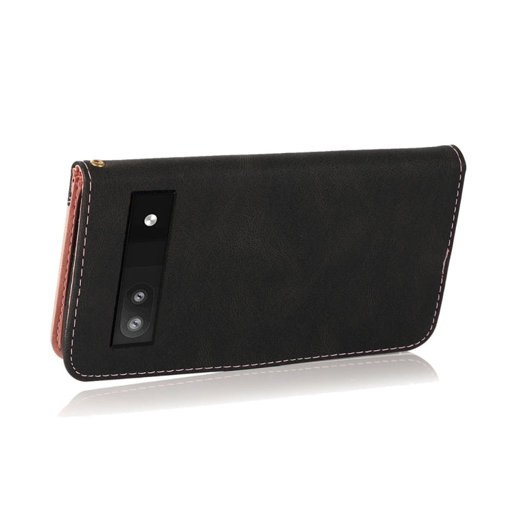 For Google Pixel 6a Dual-color Stitching Leather Phone Case