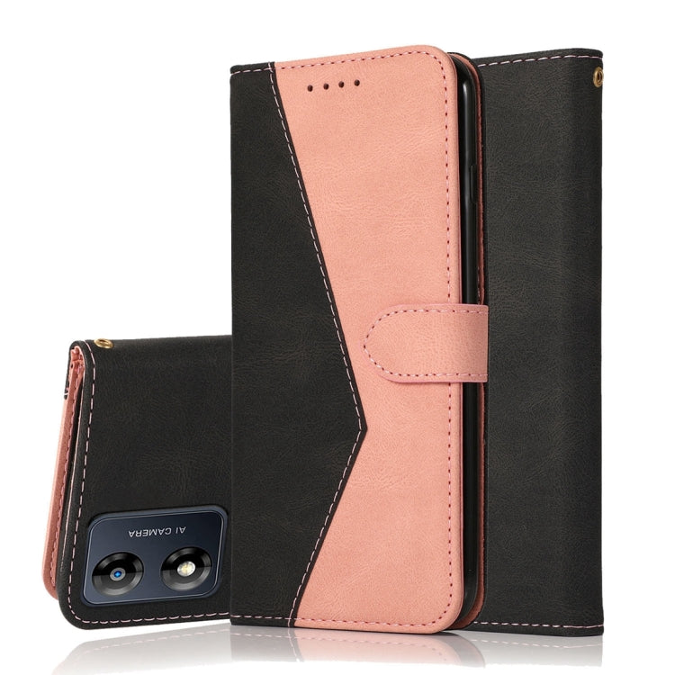 For Motorola Moto E13 Dual-color Stitching Leather Phone Case