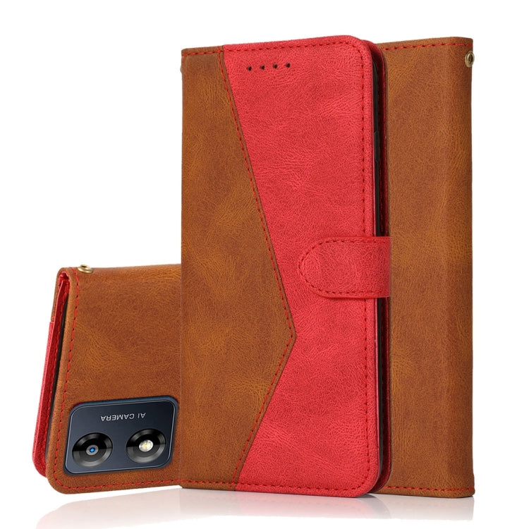 For Motorola Moto E13 Dual-color Stitching Leather Phone Case