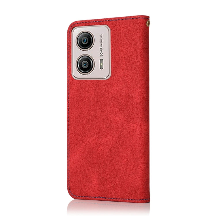 For Motorola Moto G73 Dual-color Stitching Leather Phone Case