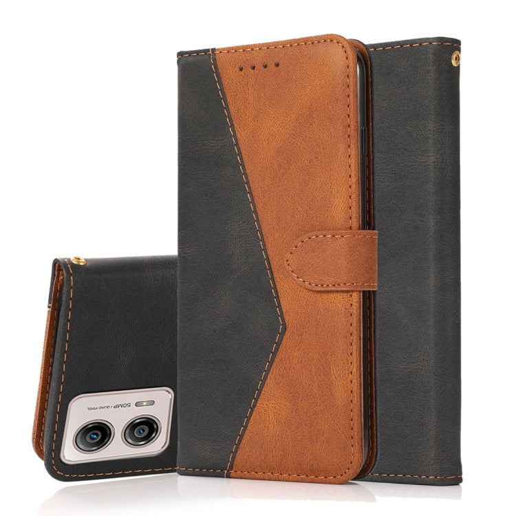 For Motorola Moto G73 Dual-color Stitching Leather Phone Case