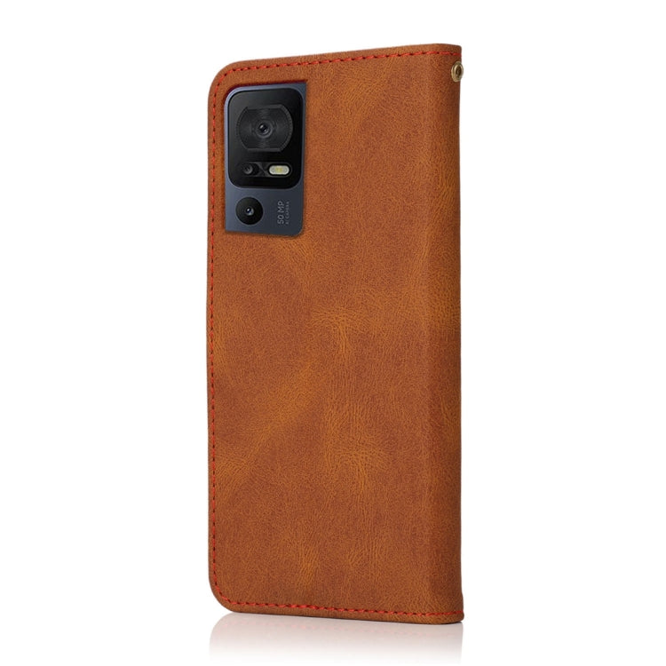For TCL 40 SE Dual-color Stitching Leather Phone Case