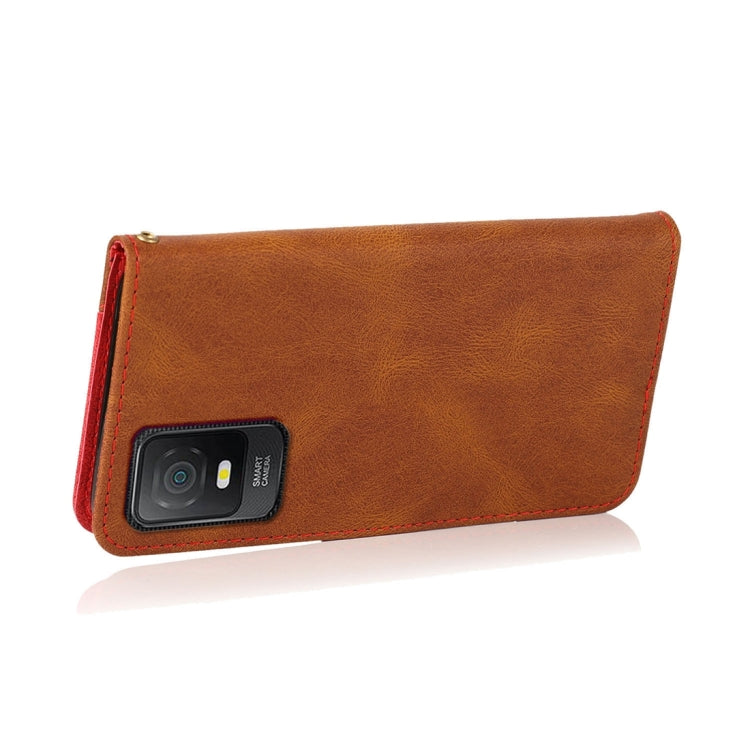 For TCL 403 Dual-color Stitching Leather Phone Case
