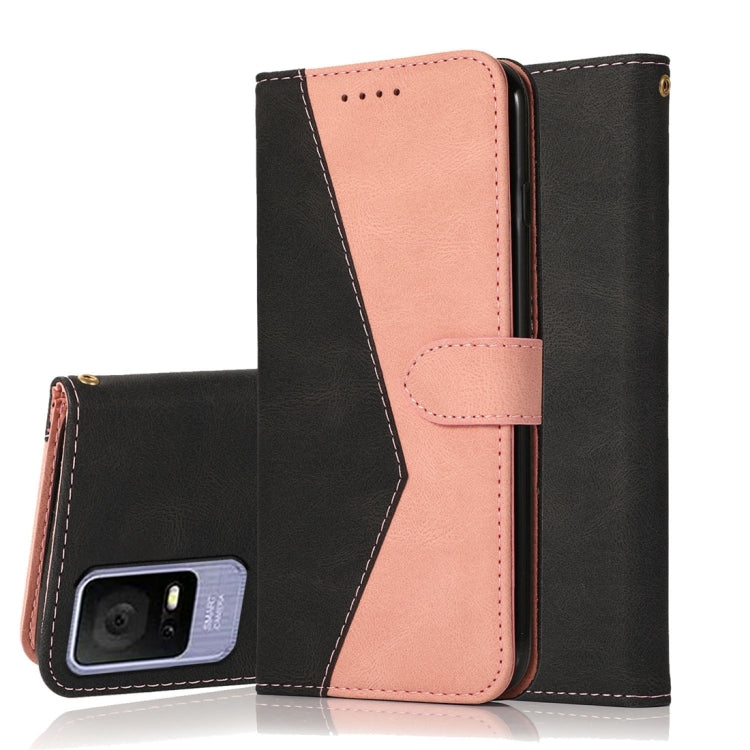 For TCL 405 / 406 / 408 Dual-color Stitching Leather Phone Case