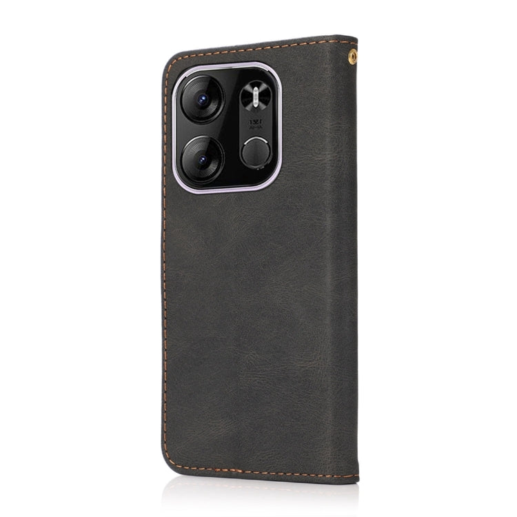 For Tecno Pop 7 Pro Dual-color Stitching Leather Phone Case