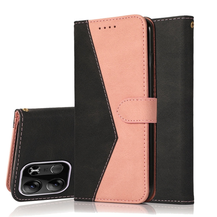 For Tecno Pop 7 Pro Dual-color Stitching Leather Phone Case