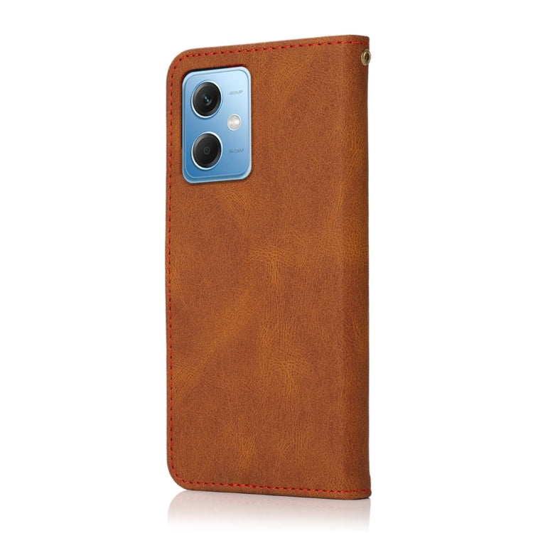 For Xiaomi Redmi Note 12 5G China Dual-color Stitching Leather Phone Case