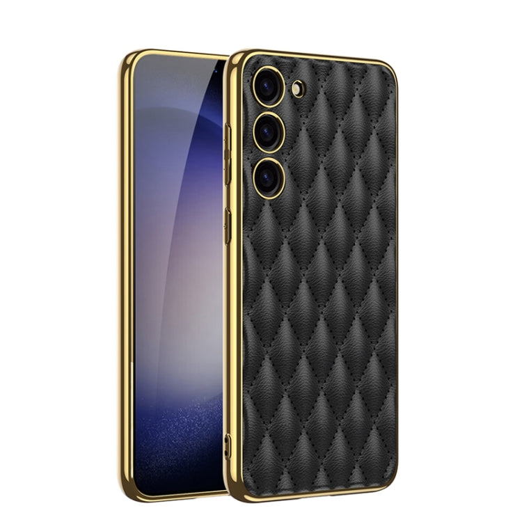 For Samsung Galaxy S23+ 5G GKK Rhombus Pattern Electroplating Plain PU Phone Case