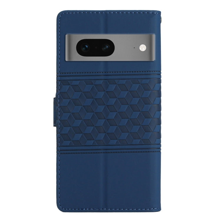 For Google Pixel 7 5G Diamond Embossed Skin Feel Leather Phone Case with Lanyard