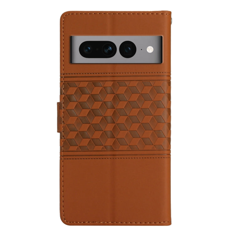 For Google Pixel 7 Pro 5G Diamond Embossed Skin Feel Leather Phone Case with Lanyard