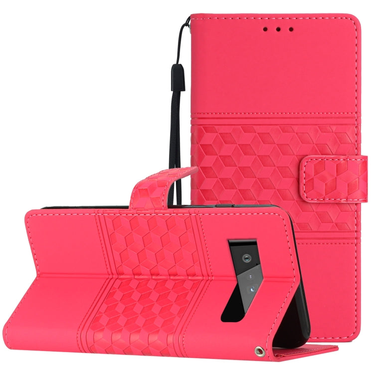 For Google Pixel 6 Pro Diamond Embossed Skin Feel Leather Phone Case with Lanyard