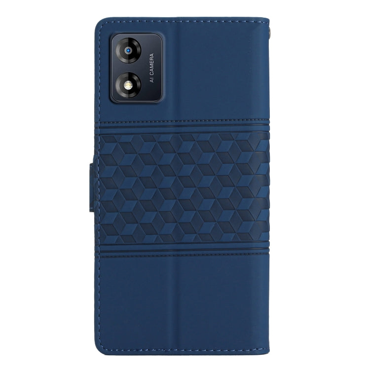 For Motorola Moto E13 Diamond Embossed Skin Feel Leather Phone Case with Lanyard