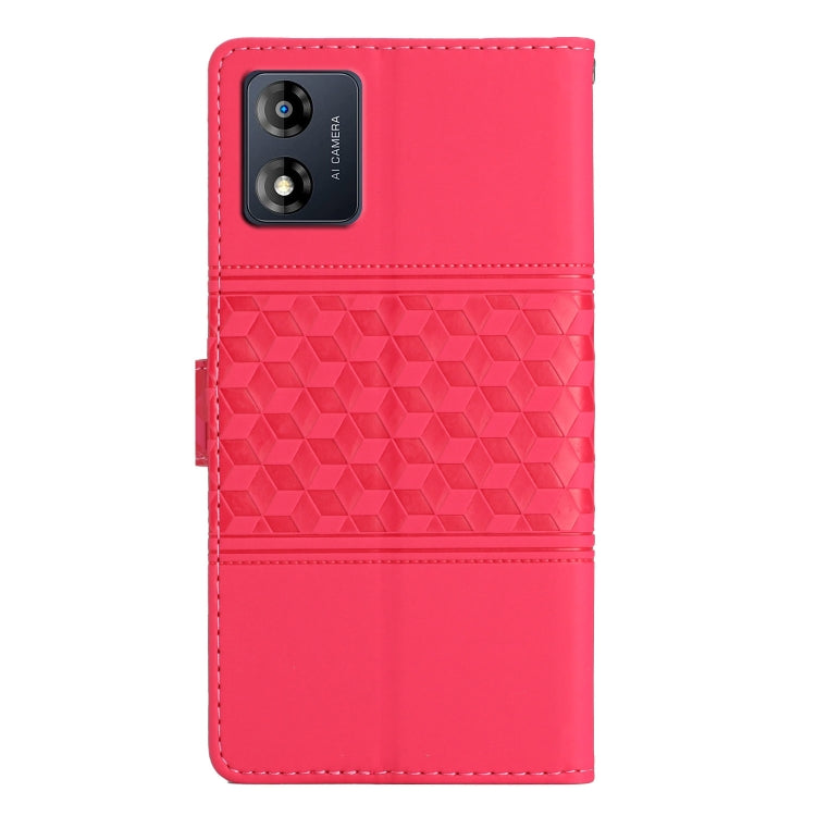 For Motorola Moto E13 Diamond Embossed Skin Feel Leather Phone Case with Lanyard