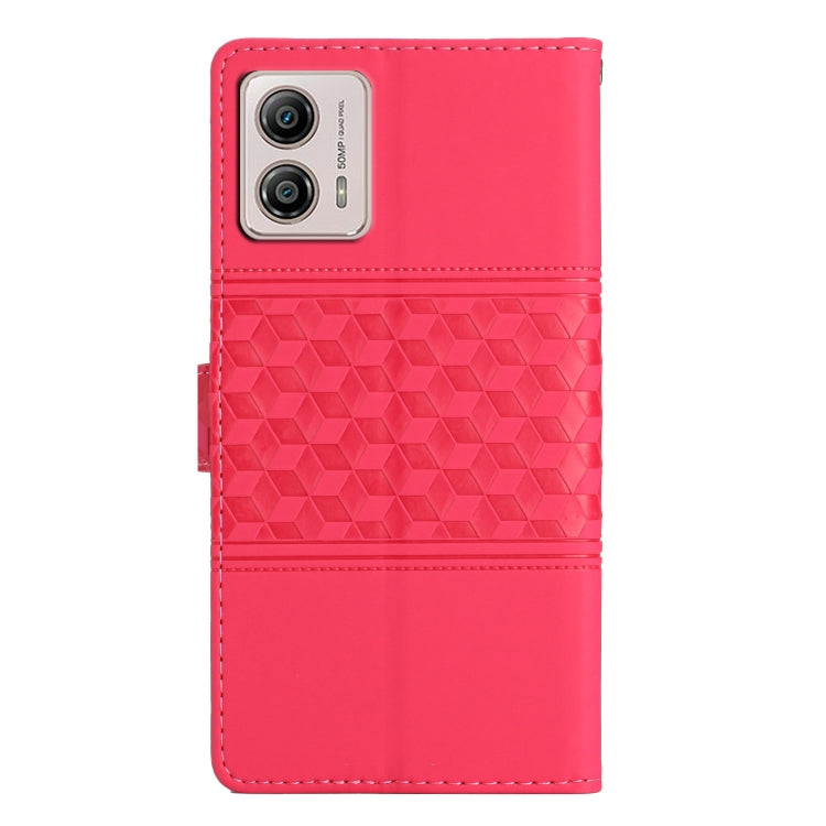 For Motorola Moto G73 Diamond Embossed Skin Feel Leather Phone Case with Lanyard