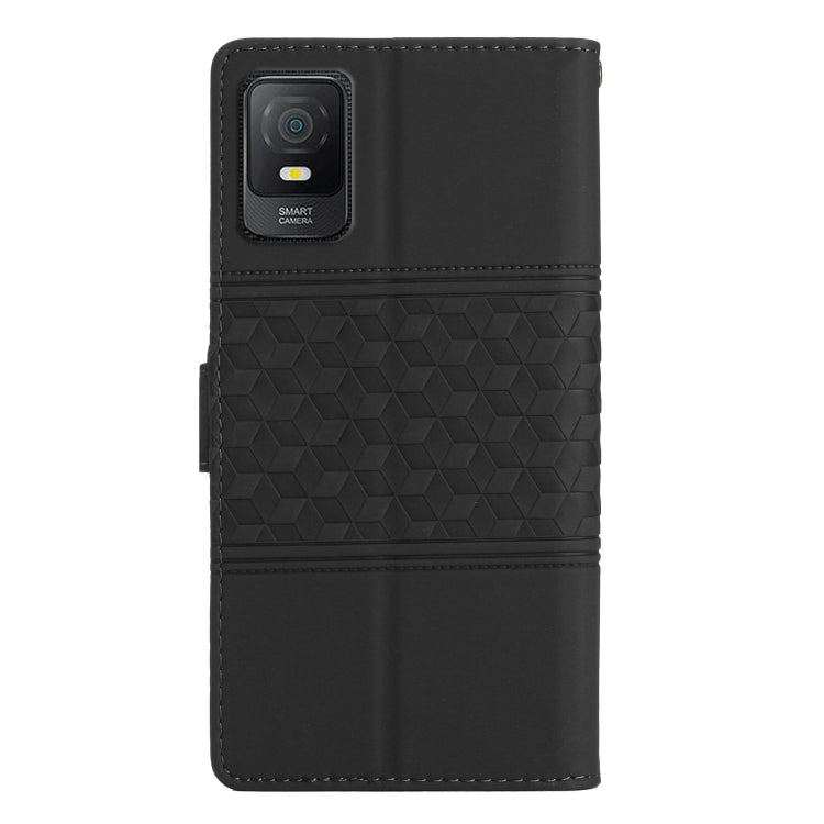 For TCL 403 Diamond Embossed Skin Feel Leather Phone Case with Lanyard