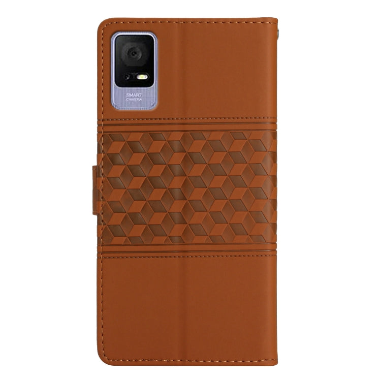 For TCL 405 / 406 / 408 Diamond Embossed Skin Feel Leather Phone Case with Lanyard