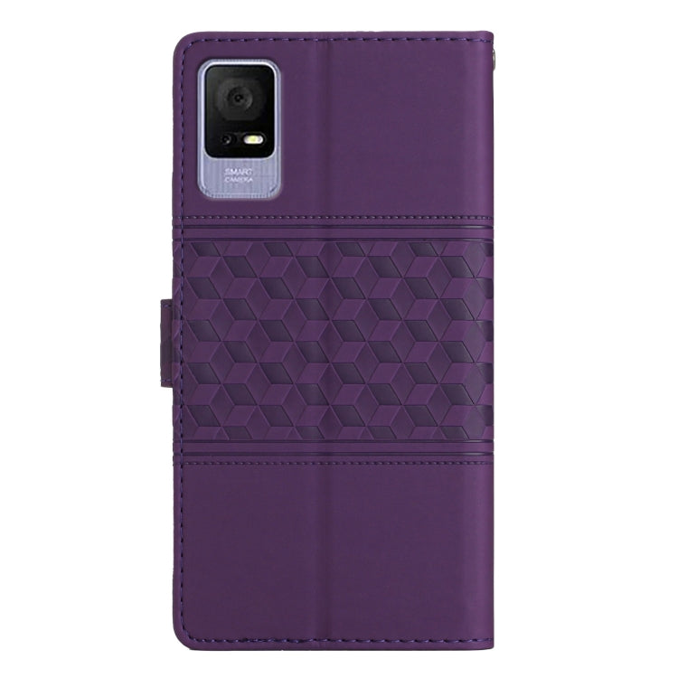 For TCL 405 / 406 / 408 Diamond Embossed Skin Feel Leather Phone Case with Lanyard